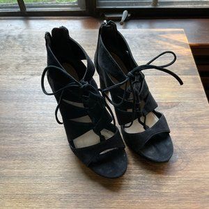 Via Spiga black suede lace-up bootie, size 6.5